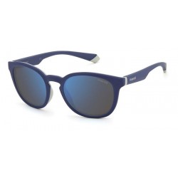 Polaroid Sunglasses Gafas de sol rectangulares PLD 6009/N/M para mujer,  color azul transparente/polarizado gris azul espejado, 1.969 in, 0.866 in